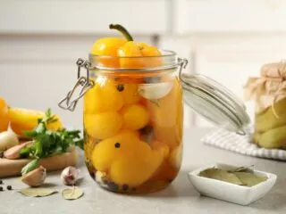 Photo of fermented pickled orange peppers