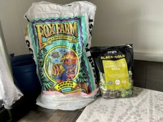Photo of Fox Farm potting soil and Black Gold seedling mix that works well for Carolina Reaper plants