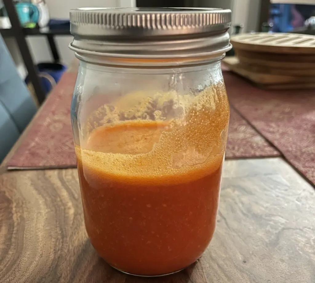Jar of homemade spicy hot sauce