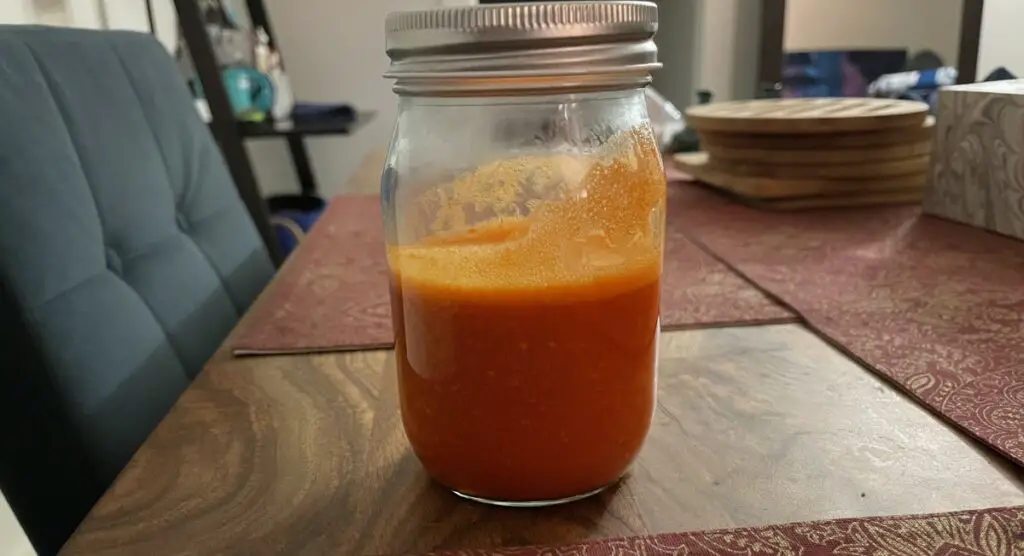 Homemade hot sauce in a jar