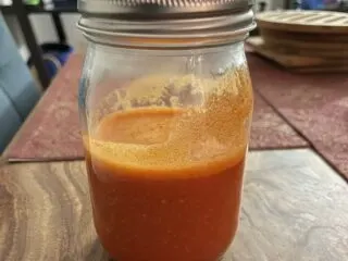 Jar of homemade spicy hot sauce